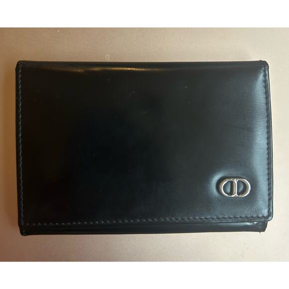 Vintage Dior Black Leather CD Icon Bifold Card Wallet - (MC0987) - Picture 1 of 14